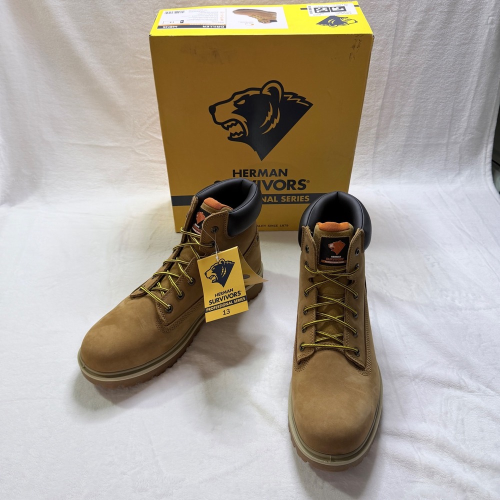 Herman Survivors Driller Work Boots Wheat Waterproof Steel Toe Mens Size 13